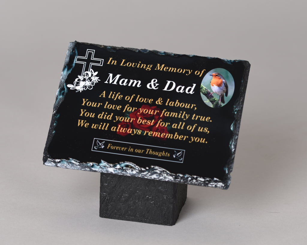 Memorial Slate Plaque – In Loving Memory of Mum & Dad