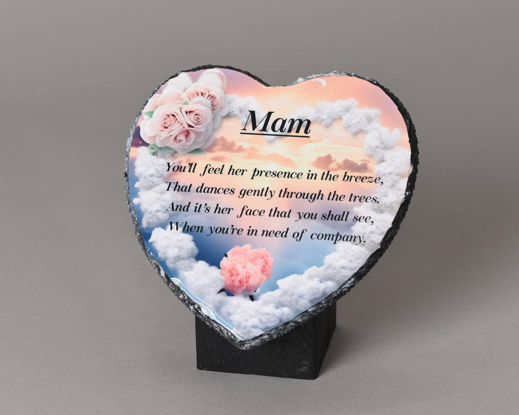 Mum Memorial Heart Slate Plaque