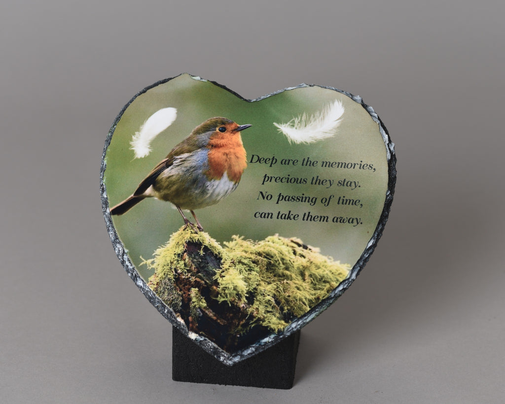 Robin Memorial Heart Slate Plaque